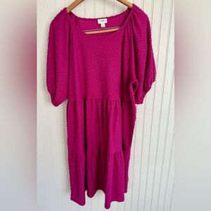 J. Crew Magenta Swiss Dot Dress Size Large